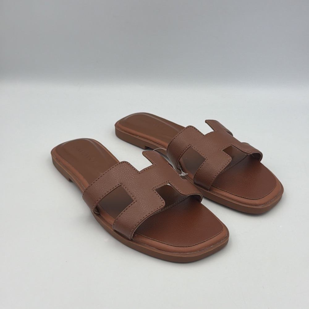 Stratuxx Kaze Brown H Slide Sandals Womens Sz 6 Flat Slip On Minimalist Casual